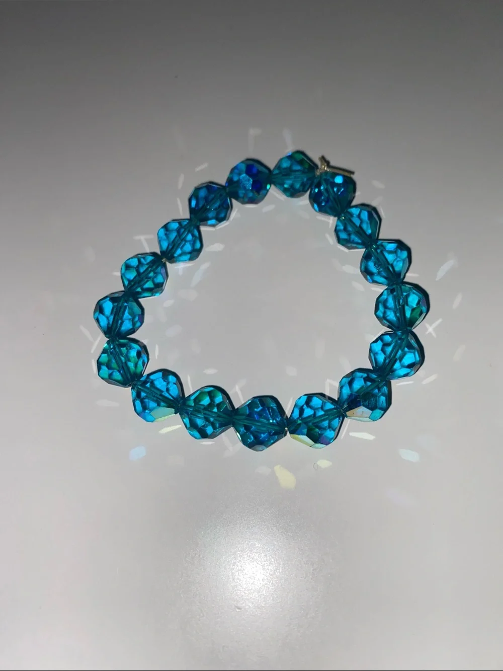 Blue Crystal Bead Stretch Bracelet - Women Jewelry